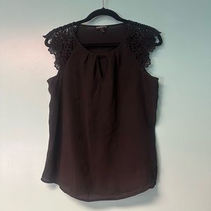Express Black Lace Cap Sleeve Blouse size small